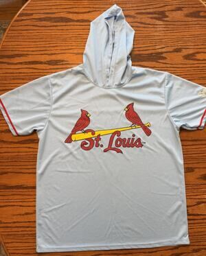 St. Louis Cardinals Jersey Short Sleeve Hoodie Light Blue Size XXL Shane Co. MLB